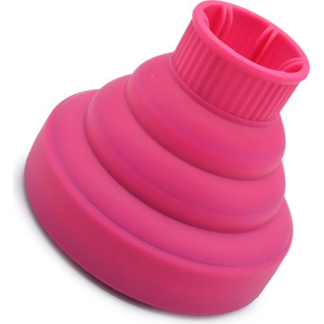 Diffuseur pour sèche-cheveux en silicone, léger, pliable et portable, pour salon de coiffure à domicile, rose rouge. (1/5)
