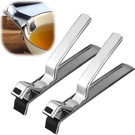 Set mit 2 Edelstahl-Heißspeisenzangen – multifunktionale Zangen – geeignet für Backofen, Konvektionsofen, Dampfgarer, Töpfe und Schüsseln – rutschfestes Design (1/5)
