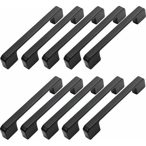 10pcs Poignée Meuble Entraxe 160mm-Poignée Porte Cuisine Noire Poignee Barre Meuble Poignee De Cuisine Noire 160mm (1/5)