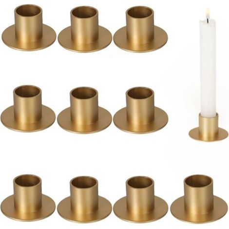 10 portacandele conici in metallo per candele coniche da 2 cm di diametro per matrimoni, feste, compleanni, centrotavola, regali di inaugurazione della casa (oro)