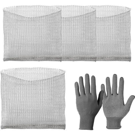 4 Pcs Panier Anti Campagnol avec 1 Paire de Gants 40X45cm Sacs de Protection Racinaire en Acier Inoxydable Protection Panier de Protection des Racines pour Légumes Arbre Fruitier (1/5)