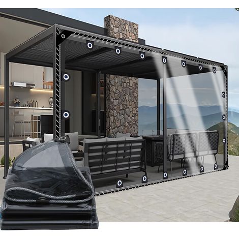Bâche de Protection Imperméable Exterieur, 0.4mm Noir Bache Transparente 2mx3m Renforcée avec Oeillet Bâche Protection Pluie pour Poulailler Terrasse Serre Piscine Balcon (1/5)
