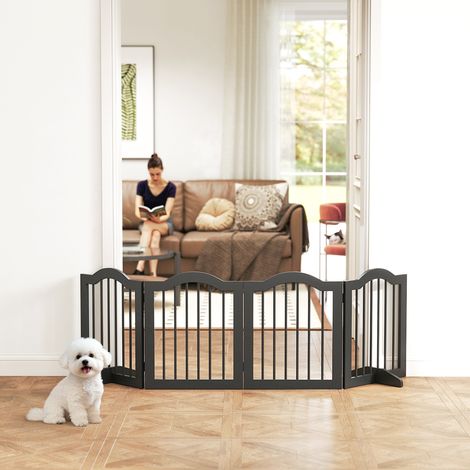 Barrière pour chien autoportante avec pieds, pliable, 4 panneaux, 208 x 29,5 x 61 cm, noire (1/5)