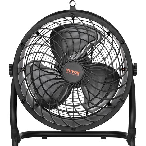 VEVOR Ventilatore da Pavimento, 3 Velocita, Ventilatore Industriale ad Alta Velocita da 355,6 mm 71,35 m³/min Inclinazione Regolabile a 360° per Casa, Palestra, Ufficio, Garage, Negozio Commerciale
