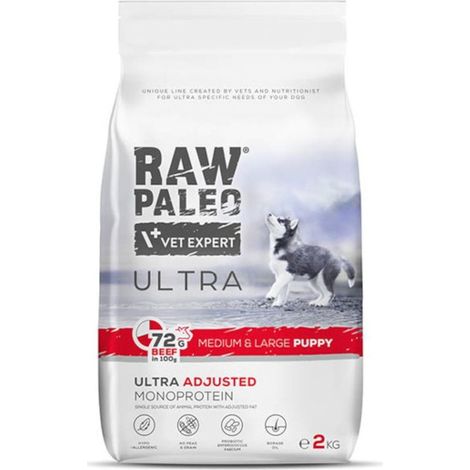 Carne cruda paleo para cachorros, tamaño mediano/grande, 2 kg