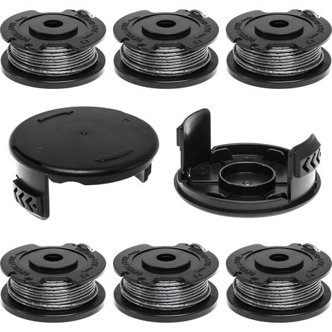 6-teiliges Ersatzspulen-Set für Bosch ART 23 SL 26 SL – Ø 1,65 mm, 4,9 m Trimmerfadenspule F016800569 F016800385 mit Ersatzspulenabdeckung F016F04557