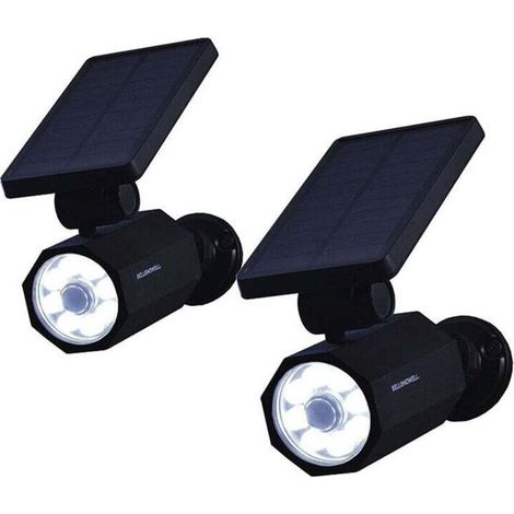 Bionic Spotlight Deluxe LED Lampes Solaires Spot à énergie Solaire avec Détecteur de Mouvement de 25 Pieds Extérieur étanche Résistant au Gel éclairage Extérieur de Cour (Noir) Taille Unique (1/4)