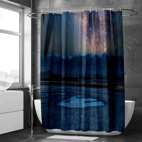 Rideau de douche paysage lac, imprimé nature, décoration traditionnelle, accessoire essentiel - 180x180cm (1/5)
