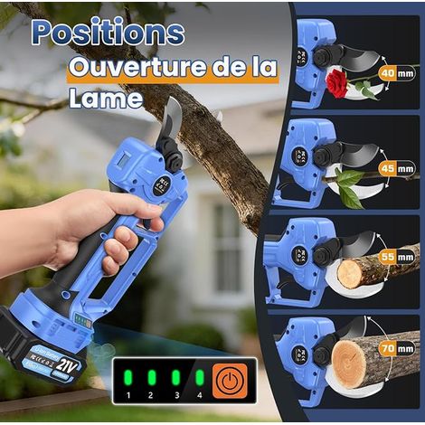Cordless Electric Pruner, Blade Opening 70 mm, 4 Levels of Adjustment (1/3)