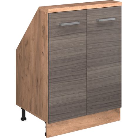 Dachschrägenschrank Rion, Edelgrau/Goldkraft Eiche, mit 2 Türen, Vicco