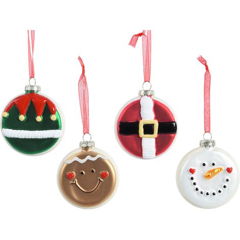 Décoration de Noël Boule en verre mélangé pour disques couleur assortie L 8cm x P 2.3cm x H 9cm