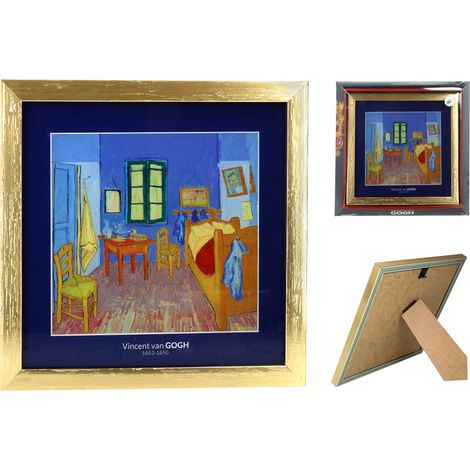 Reproducción de una imagen de la habitación de Vincent van Gogh en Arlés, cuadro enmarcado y decorativo. (1/4)