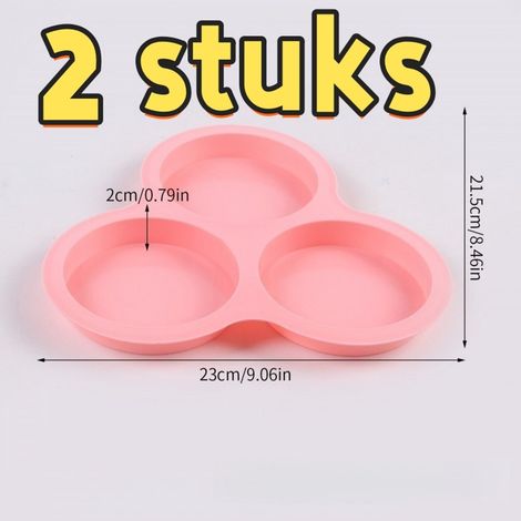 2 moules à cake ronds en silicone, moules à pain et à gâteau multifonctions pour pâtisserie maison, adaptés au pain et au cake, 23 x 21,5 x 2 cm, rose (1/5)
