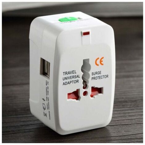 QORVA-Adaptateur de voyage universel, adaptateur de prise universel multifonctionnel avec 2 ports USB, compatible avec la France, les États-Unis, le Royaume-Uni et l'Australie, adaptateur de prise tou (1/2)