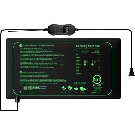 Tapis chauffant semis 220-240V Affichage numérique thermostat IPX4 étanche pour serres délevage 25cm x 52.5cm (1/5)