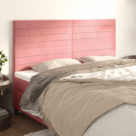 Tête de lit en velours rose 200 x 5 x 118/128 cm, hauteur réglable - PANGIVO (1/5)