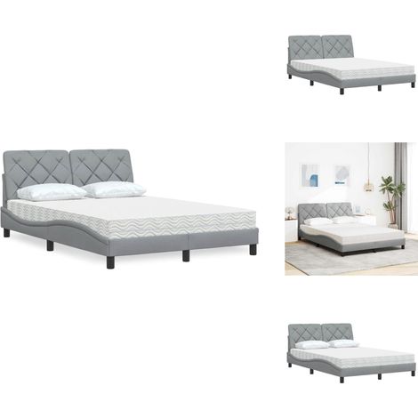Lit avec matelas gris clair 140x190 cm tissu - Lit - Lits - Meuble De Chambre À Coucher - Sommier (1/5)