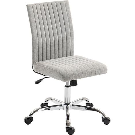 Bürostuhl ohne Armlehnen, höhenverstellbar und drehbar, ergonomisch, mit Rollen und Stoffbezug, grau. (1/5)