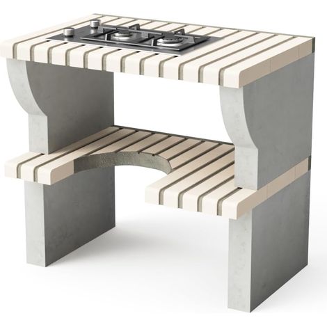 MOVELAR - Módulo caballete lateral gas Bailen Plus para Barbacoa de Obra Prefabricada (Beige, Gris - 86,5 x 58 x 58 cm) - Uso en Exteriores (1/4)