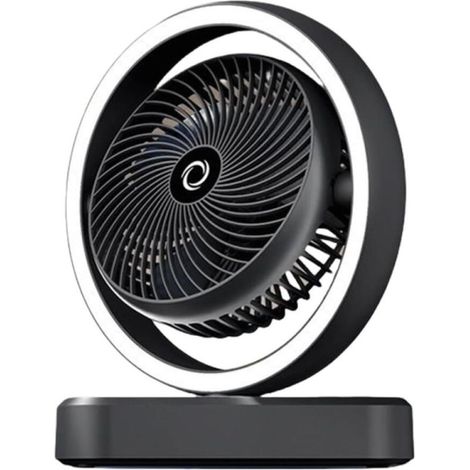 Ventilateur de bureau pour chambre à coucher Ventilateur de bureau portable avec éclairage d'ambiance Refroidisseur d'air oscillant rechargeable à 3 vitesses avec lumière de maquillage (1/5)