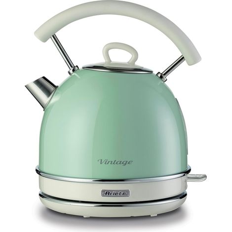 Bouilloire électrique 1,7L – Acier vert vintage – Puissance 2000W – Système d'arrêt automatique – Base sans fil rotative 360° – Ariete