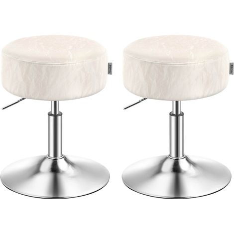 Tabouret de maquillage réglable en hauteur pivotant à 360 degrés en PU coussin épais tabouret de coiffeuse pour chambre cuisine salle à manger moderne blanc (1/5)