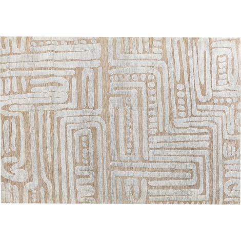 Alfombra de sala de estar moderna con diseño geométrico beige 160 x 230 cm Mandai