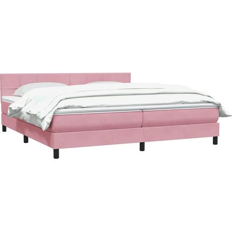 vidaXL Giroletto a Molle con Materasso Rosa 180x210 cm in Velluto (1/5)