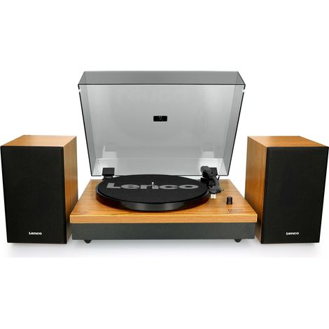 Platine vinyle Lenco LS300 – Tourne-disque avec haut-parleurs en bois séparés – Bluetooth et arrêt automatique