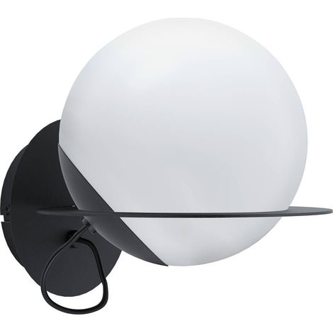 EGLO Wandlampe Sabalete, 1 flammige Wandleuchte Modern, Wandleuchte innen aus Stahl und Glas, Wohnzimmerlampe, Flurlampe in Schwarz, Weiß, Opal-Matt, E27 Fassung (1/3)