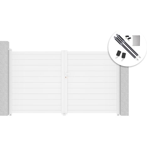 Portail battant 3m EIGER H.180cm blanc + Motorisation RANGER B150 (1/5)