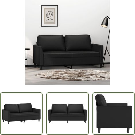 Kunstleder Sofa - 2-Sitzer-Sofa Schwarz 140 cm Kunstleder (1/5)
