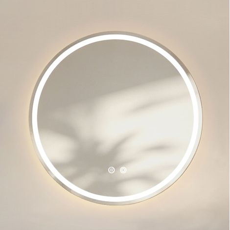 Runder LED-Badezimmerspiegel 60x60 cm, antibeschlag, 3 Lichtfarben, silber HAVRYA (1/3)