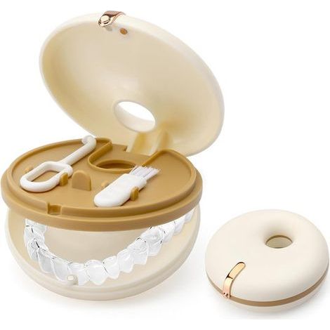 Plateau pour prothèse dentaire - 9 x 9 x 3 cm - avec cure-dents et crochet dentaire inclus - Plateau pour appareil orthodontique (1/5)