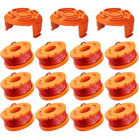 15 Pack Bobine Fil Coupe Bordure 3m - WA0010/WA6531 Coupe Bordures, Bobine de Fil Debroussailleuse(12 Fil Coupe Bordure,3 Couvercle) (1/5)