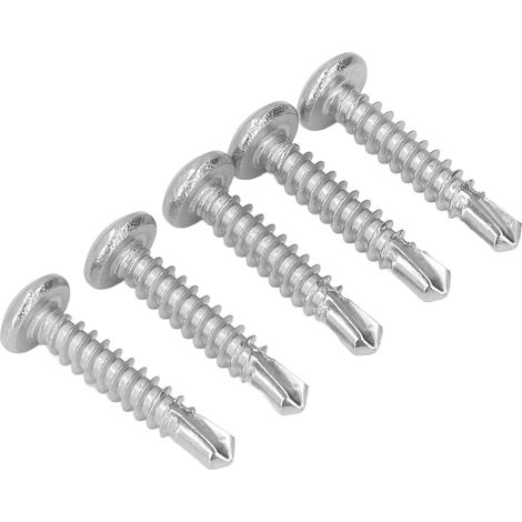 Vis à bois autoforeuse tête ronde 100 pièces inox 304 M4,8x25 mm pour fixation bois (1/5)