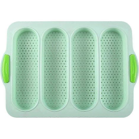 Moule à gâteau français à 4 compartiments, petit moule à pain français à faire soi-même, antiadhésif, démoulage facile - Vert (1/5)
