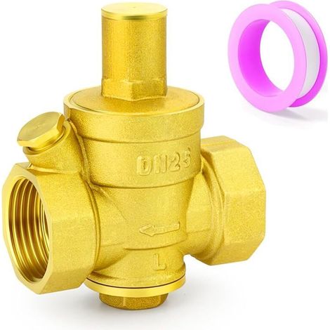 Válvula reguladora de presión de agua de latón, válvula reductora de presión ajustable de 1" BSP para autocaravanas, calentadores de agua y paneles solares.