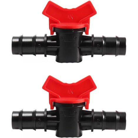 Lot de 2 Robinet à boisseau sphérique barbelé, Vanne contrôle débit POM, Interrupteur arrêt irrigation goutte à goutte