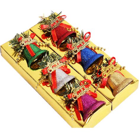 6 Pièces Cloches Colorées De Noël, Cloches De Décoration D'arbre Noël,  Pour La Décoration De La Maison Noël--3.5cm