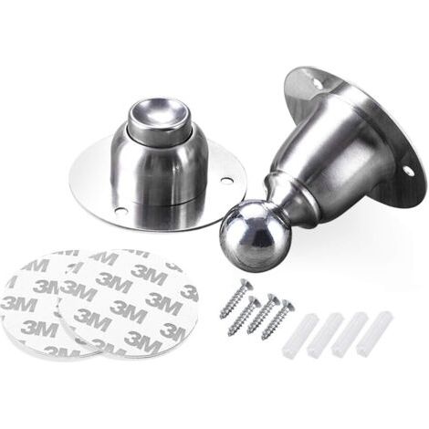 Lot de 2 butées de porte magnétiques en acier inoxydable avec ruban adhésif double face 3M ou vis (1/3)