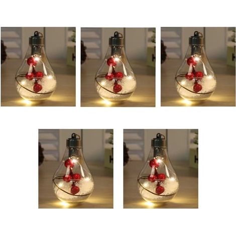 5 boules de Noël à suspendre avec lumières LED (1/5)