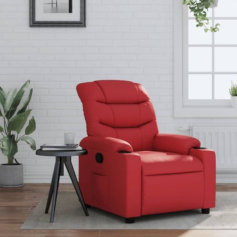 Sillón reclinable de cuero sintético rojo vidaXL (1/5)