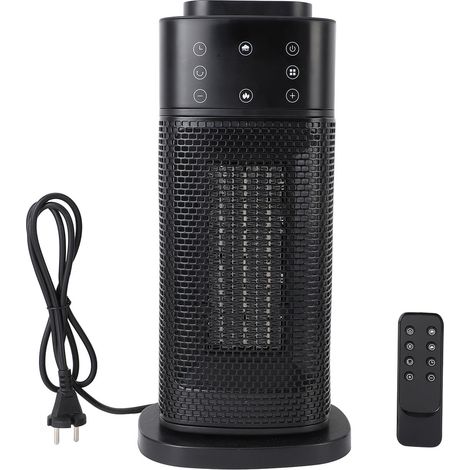 Radiateur d'appoint avec humidificateur, céramique pour intérieur, chauffage rapide, oscillant, électrique avec thermostat, télécommande, effet flamme 3D, portable pour la maison et le bureau (1/5)