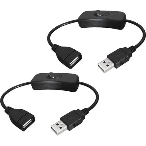 2 Pièces Câble USB mâle vers femelle avec interrupteur marche/arrêt,interrupteur à bascule en ligne d'extension USB pour enregistreur de conduite,lampe de bureau LED,ventilateur USB,bandes LED (1/5)