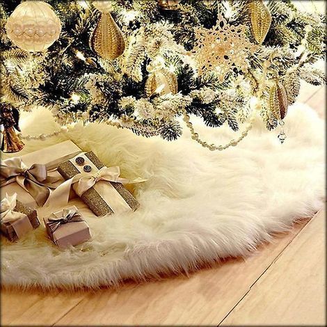 jupe De Sapin De Nol En Peluche Blanc Pur - Medium 90cm, Dcoration De Sapin De Nol, Housse De Sapin Blanc, Dcoration De Sapin De Nol Festif (1/5)