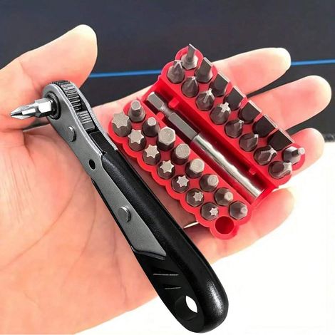 Set de tournevis à cliquet Mini 1/4 36 dents, embouts de petite clé pour espaces étroits, 11 pièces, noir (1/4)