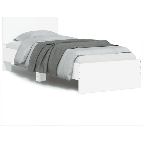 Bettgestell mit Kopfteil Weiß 90x200 cm Spanplatte