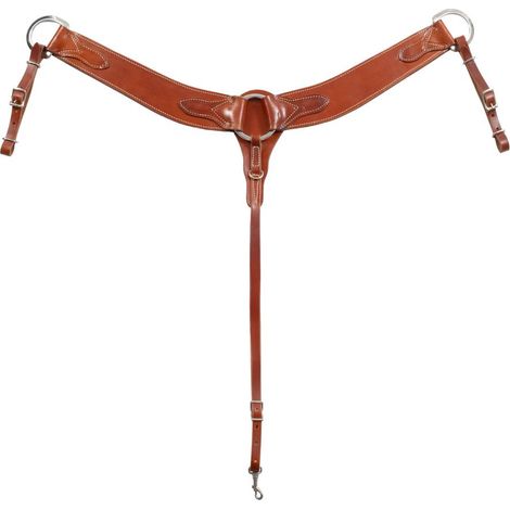 taglia unica, Cognac: Pettorale western in cuoio a fascia larga a Y da Roping (1/4)