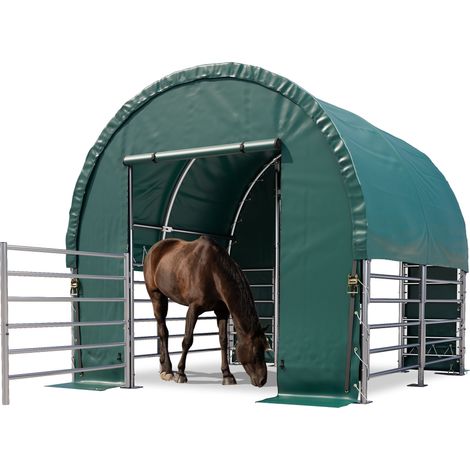 TOOLPORT Box Cavalli 3x3 m telo in PVC 2300 Newton tenda da pascolo - fissaggio per terreno - verde